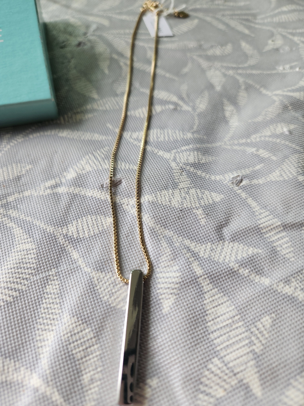 parklane minimalist Gold Chain Necklace with Silver Bar Pendant